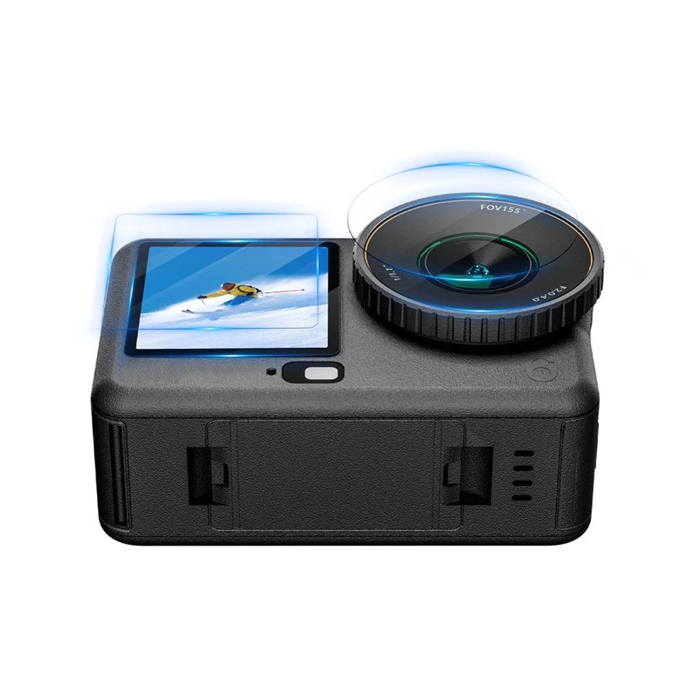 Tempered Glass Protector for DJI Action 6 Main and Front Lens