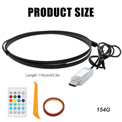 Car Interior LED Ambient Lighting Kit with Music Sound Controlled Remote 110cm