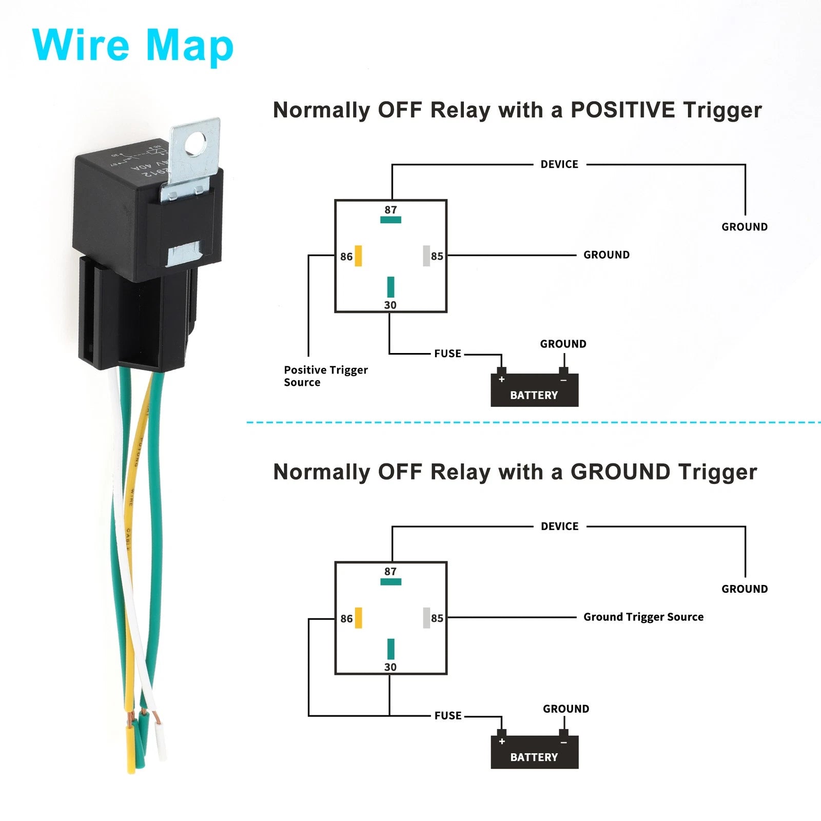 1Pc 4-Pin 24V 40A Waterproof Auto Relay for Various Vehicles