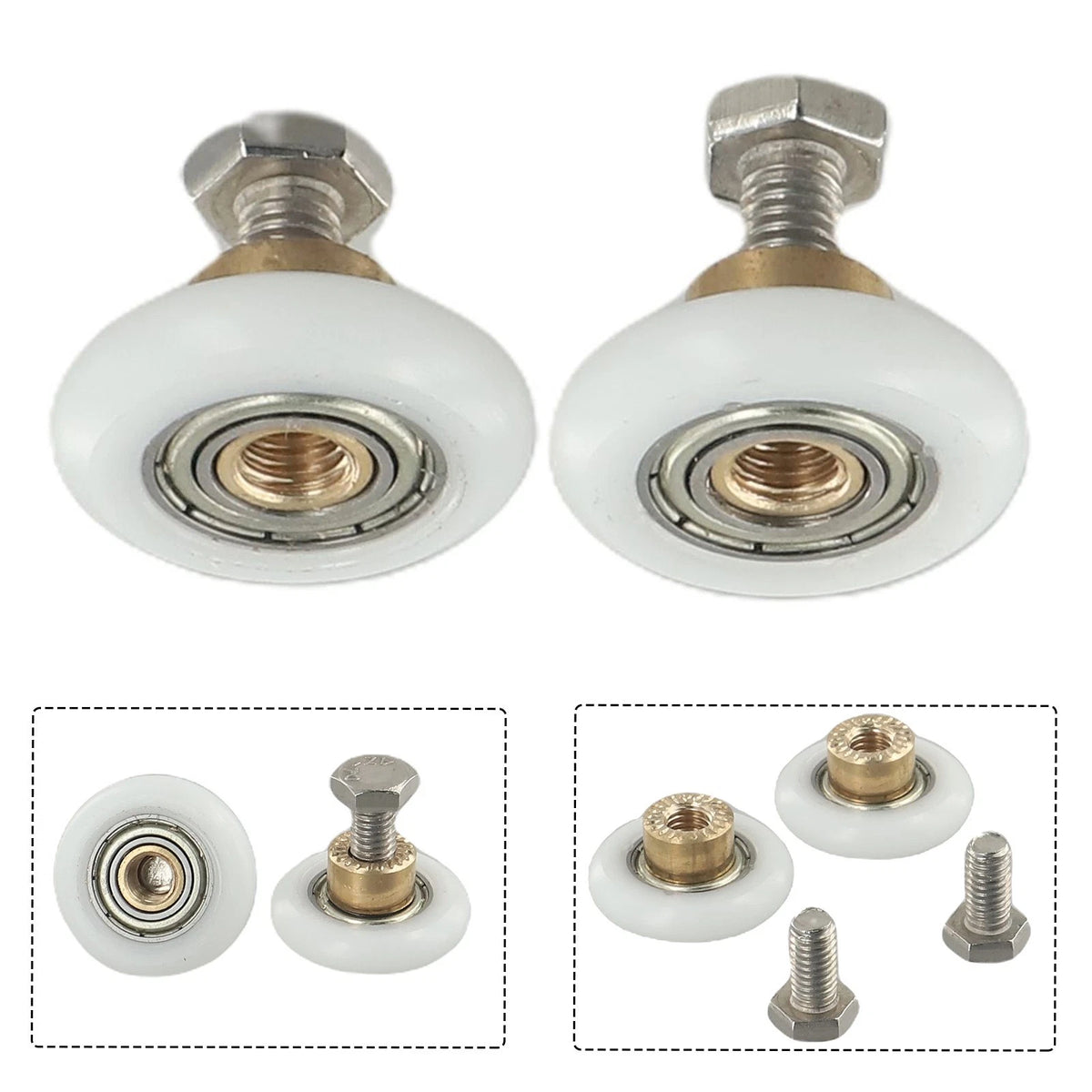 Set of 4 Door Rollers for Runners 4-8mm 6-8mm Nylon Outer Wheel