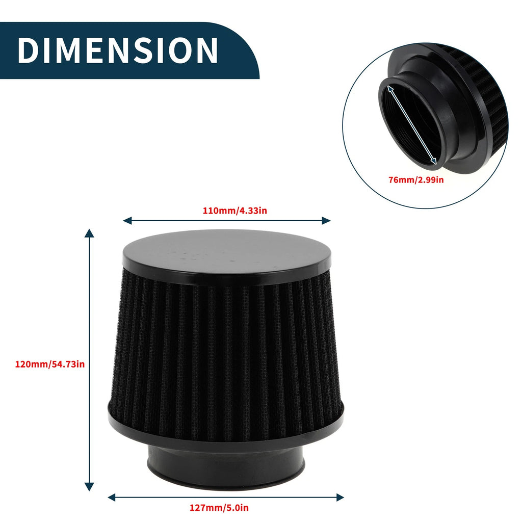 Set of 1 Engine Air Filter 76mm High Flow for Car