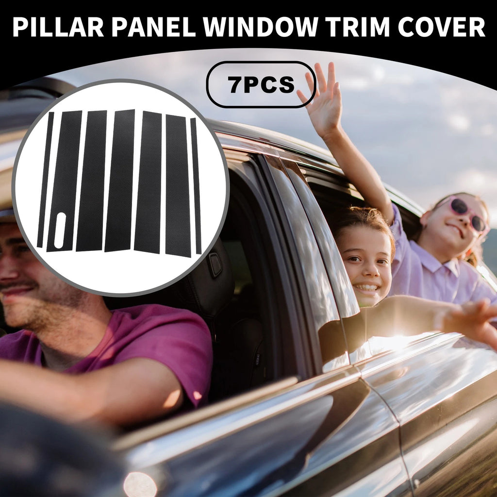Pillar Window Trim Cover Kit for Ford Explorer 2002–2010 Black Carbon Fiber