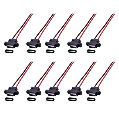 10PCS IP67 Waterproof Type-C Female Power Socket Adapter