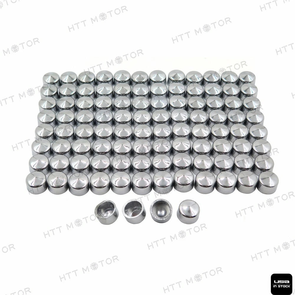 100 Piece Chrome Allen Socket Bolt Cap Dress Kit for Harley (Misc)