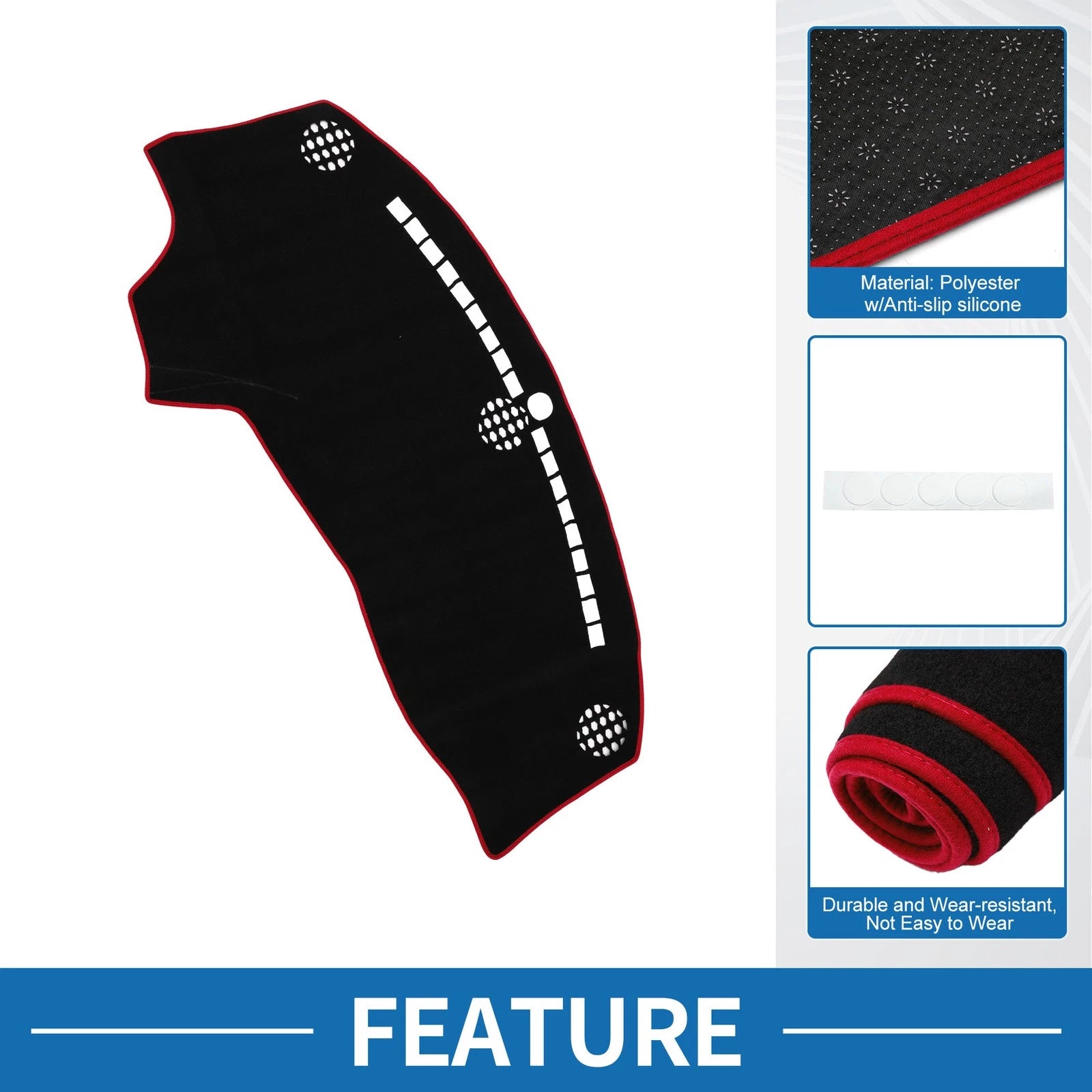 Dashboard Dash Cover Mat for Dodge Challenger (2015–2024) Black Red