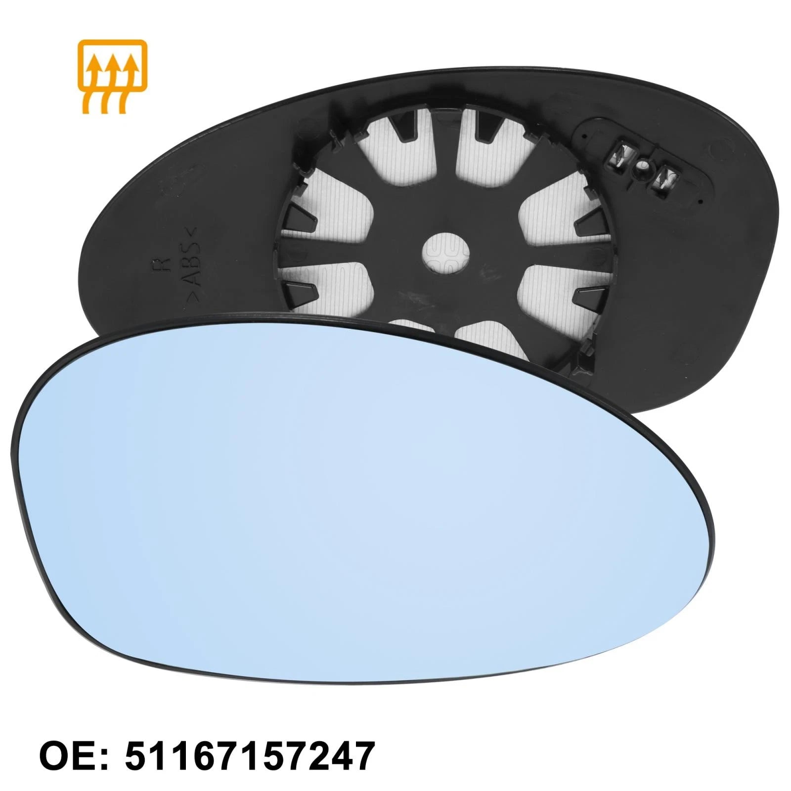 Rearview Right Mirror Glass Replacement Heated with Backing Plate for BMW 135i (2008–2013)