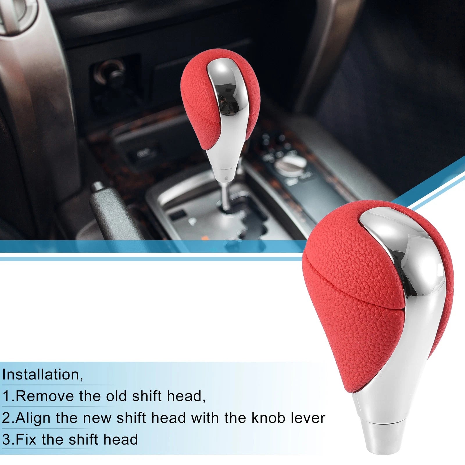Gear Shift Knob Replacement for Lexus and Toyota Red Silver Tone (2000–2024)