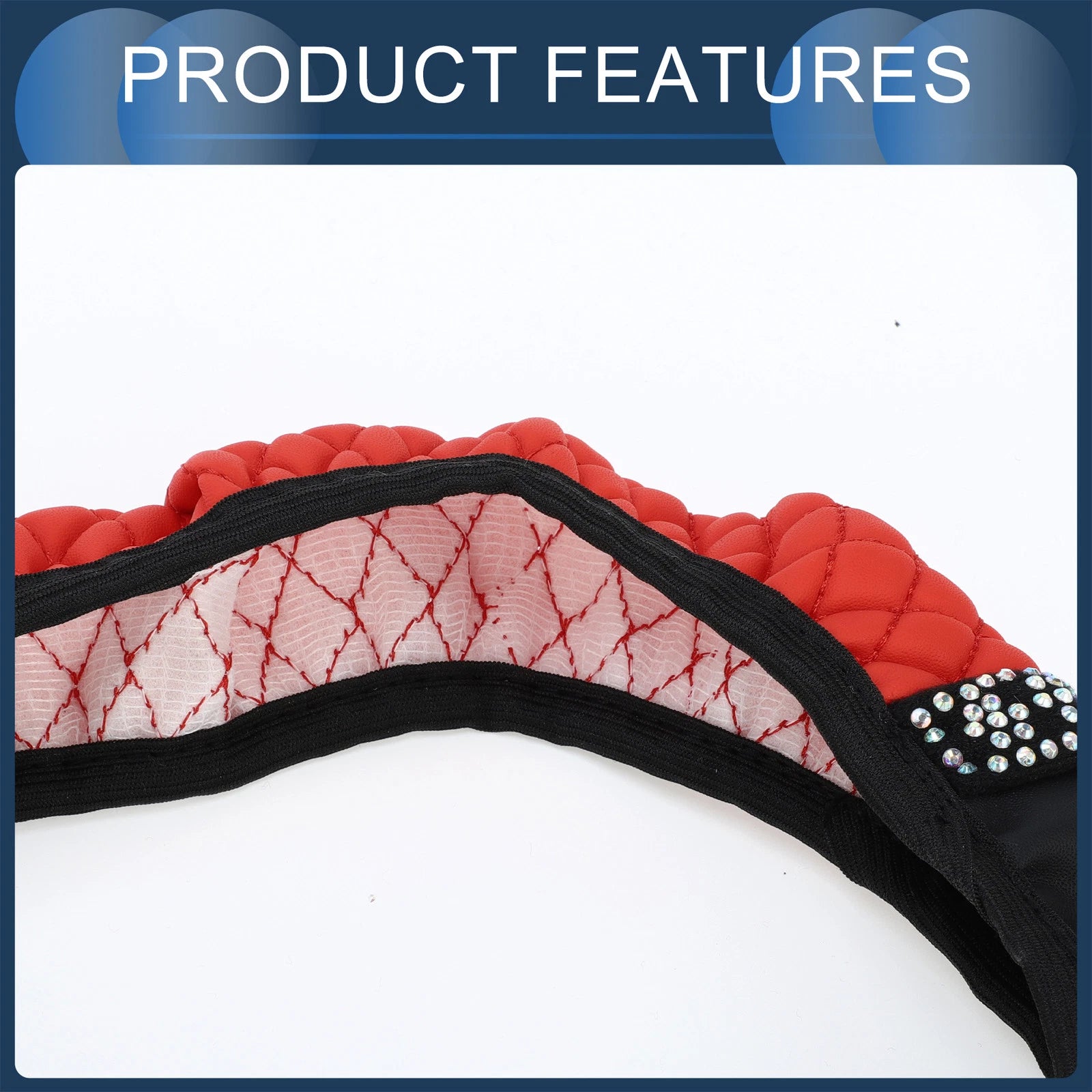 Steering Wheel Cover for Universal Vehicles (14.6"-15", Red)
