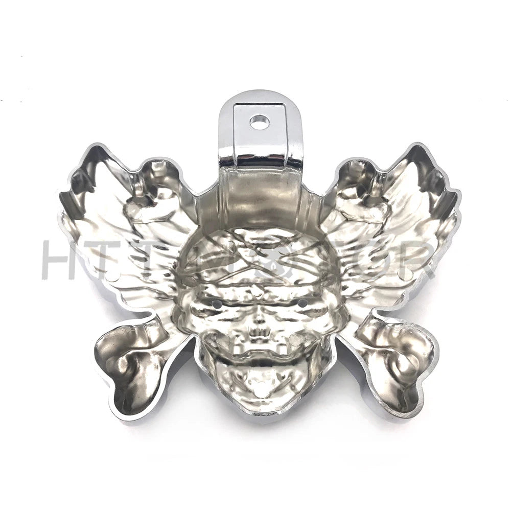 Chrome Skull Horn Cover with Red Light Bulb for Harley V-Rod (1992–2020)