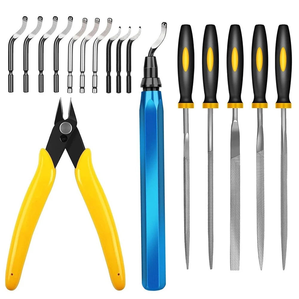 Deburring Tool Set for 3D Printing (Carbon Steel Blades, Ergonomic Grip)