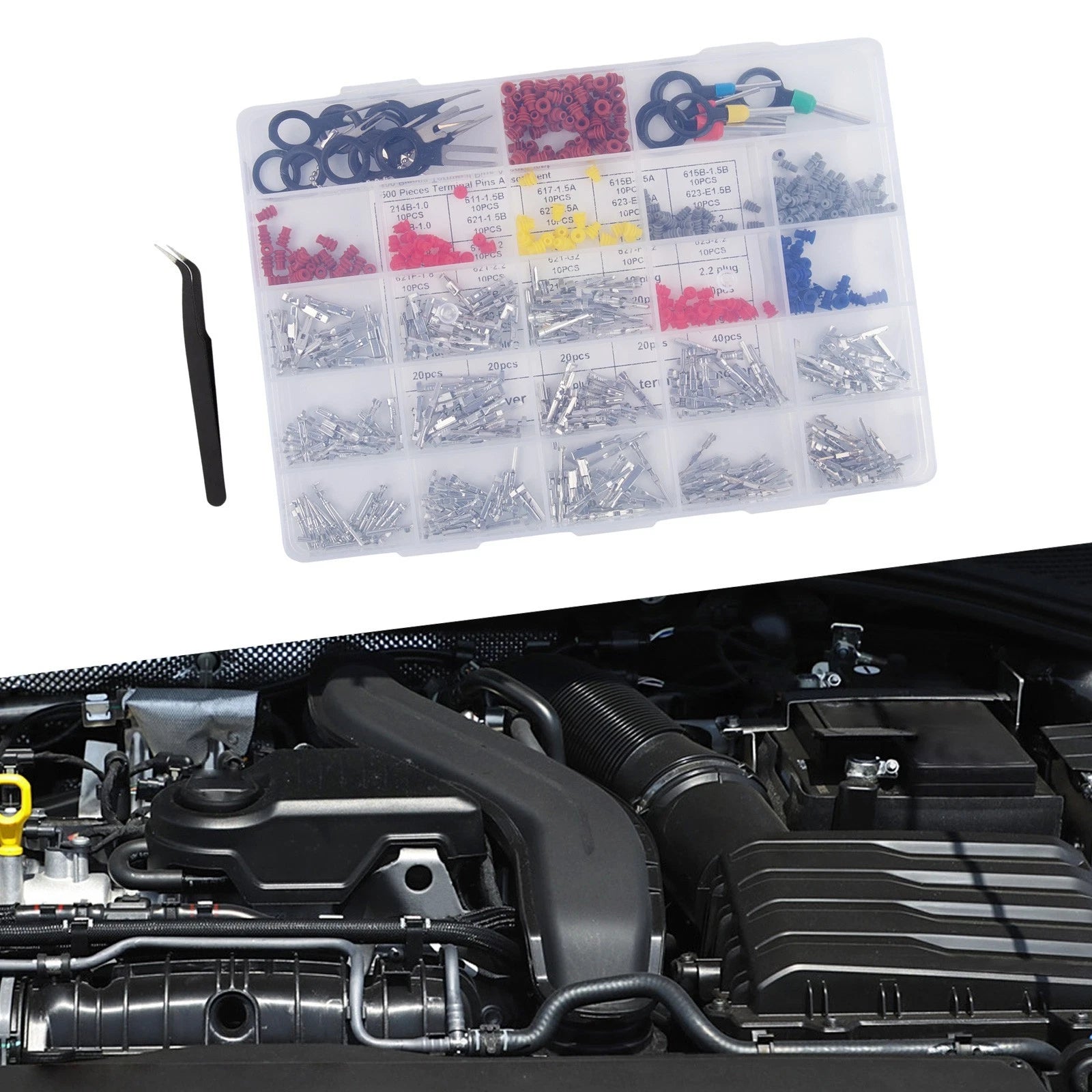 500 Piece Connector Pin Assortment with Easy Removal Features