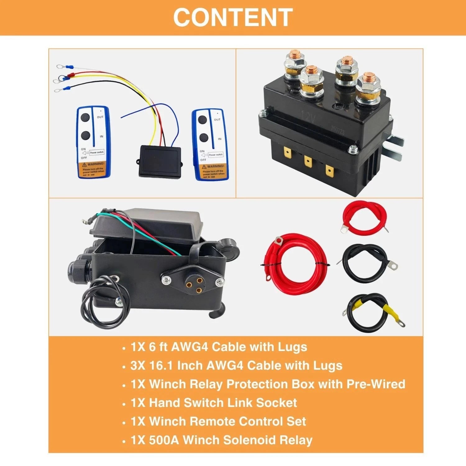 12V 500A Winch Contactor Relay Set w/ Control Box for ATV UTV