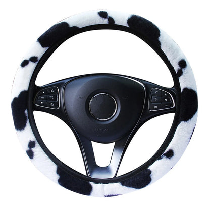 Steering Wheel Cover for Car - Cow Pattern, Black & White Elastic