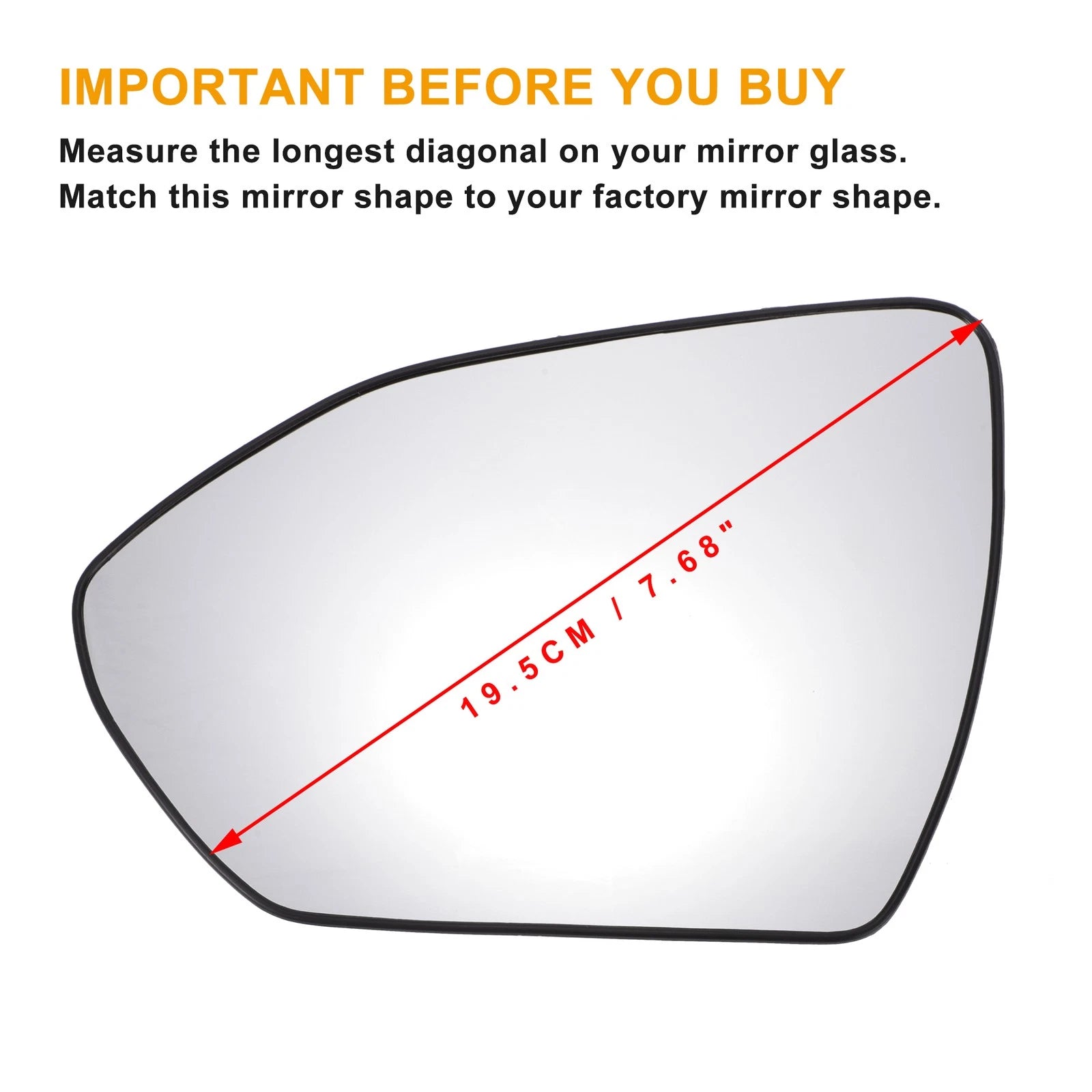 Left Side Mirror Glass Non Heated Replacement for Hyundai Tucson (2022–2024)