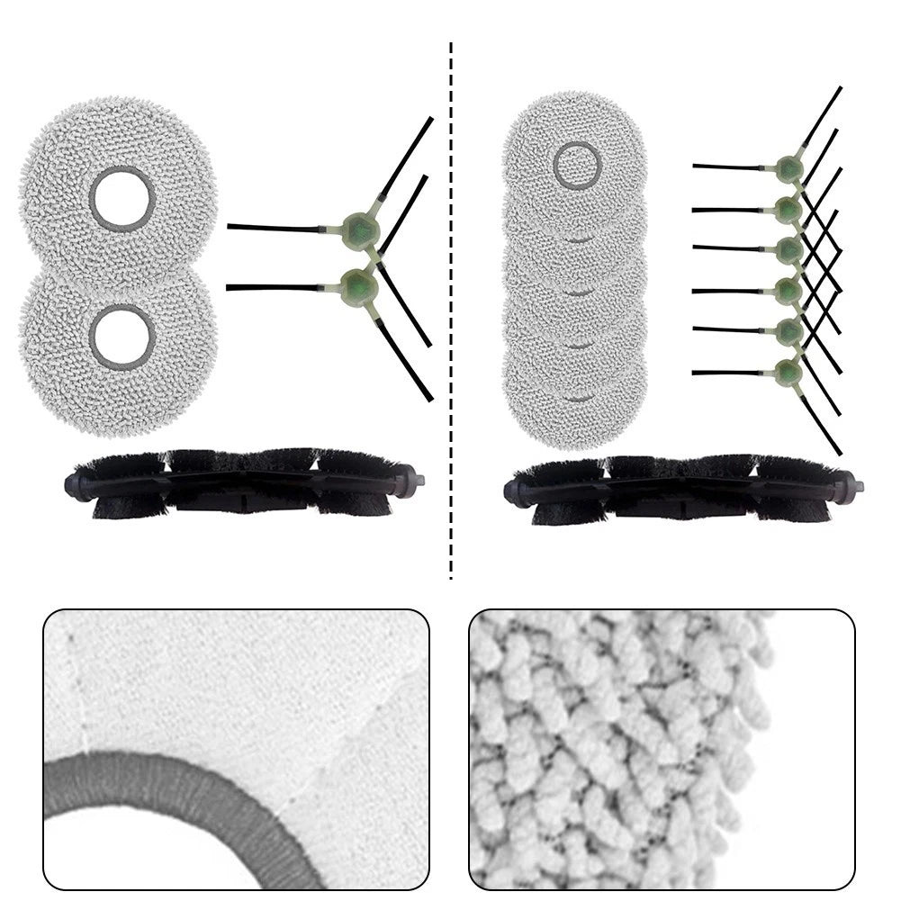 Side Brush & Main Brush Mop Pads Set for Neatsvor U1 Plus (2019–2023)