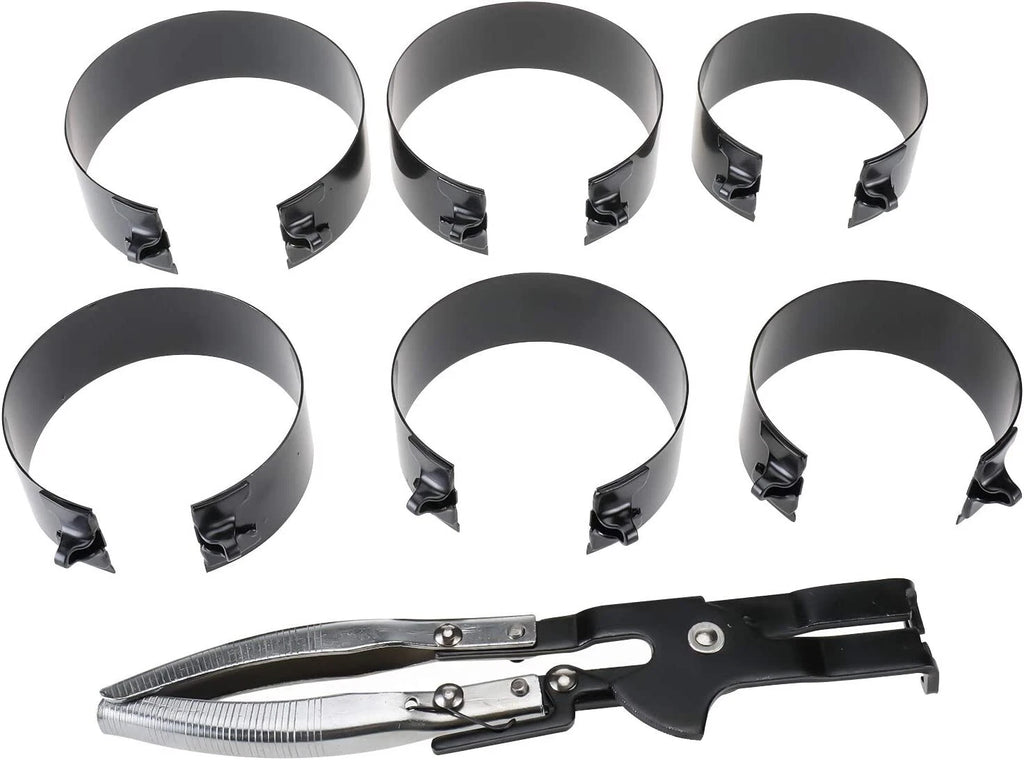 Piston Ring Compressor Kit for Universal Applications (1 PC Plier & 6 Bands)