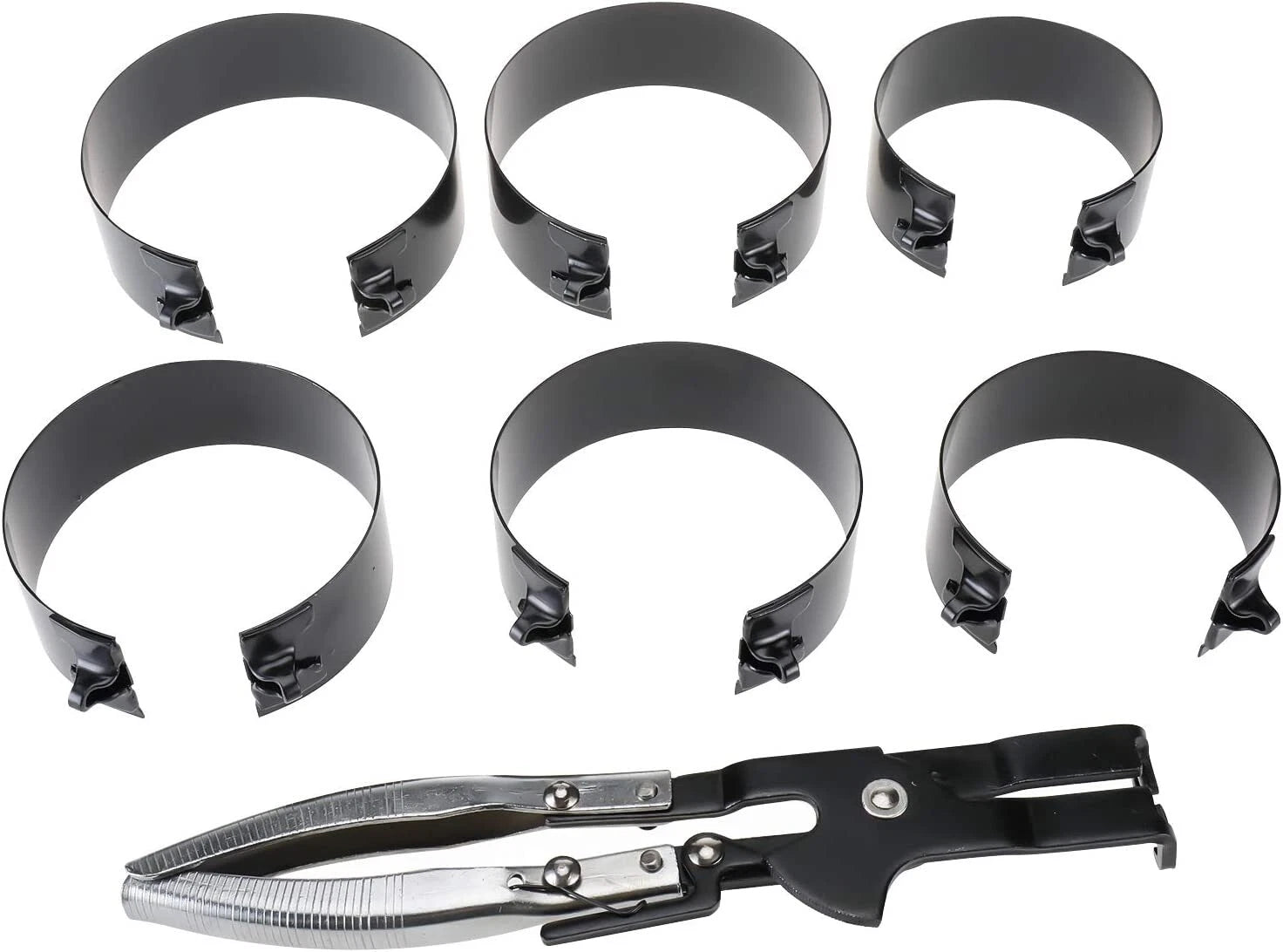 Piston Ring Compressor Kit for Universal Applications (1 PC Plier & 6 Bands)
