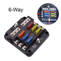 6 Way Power Distribution Panel Fuse Box for Car Boat 12-32V