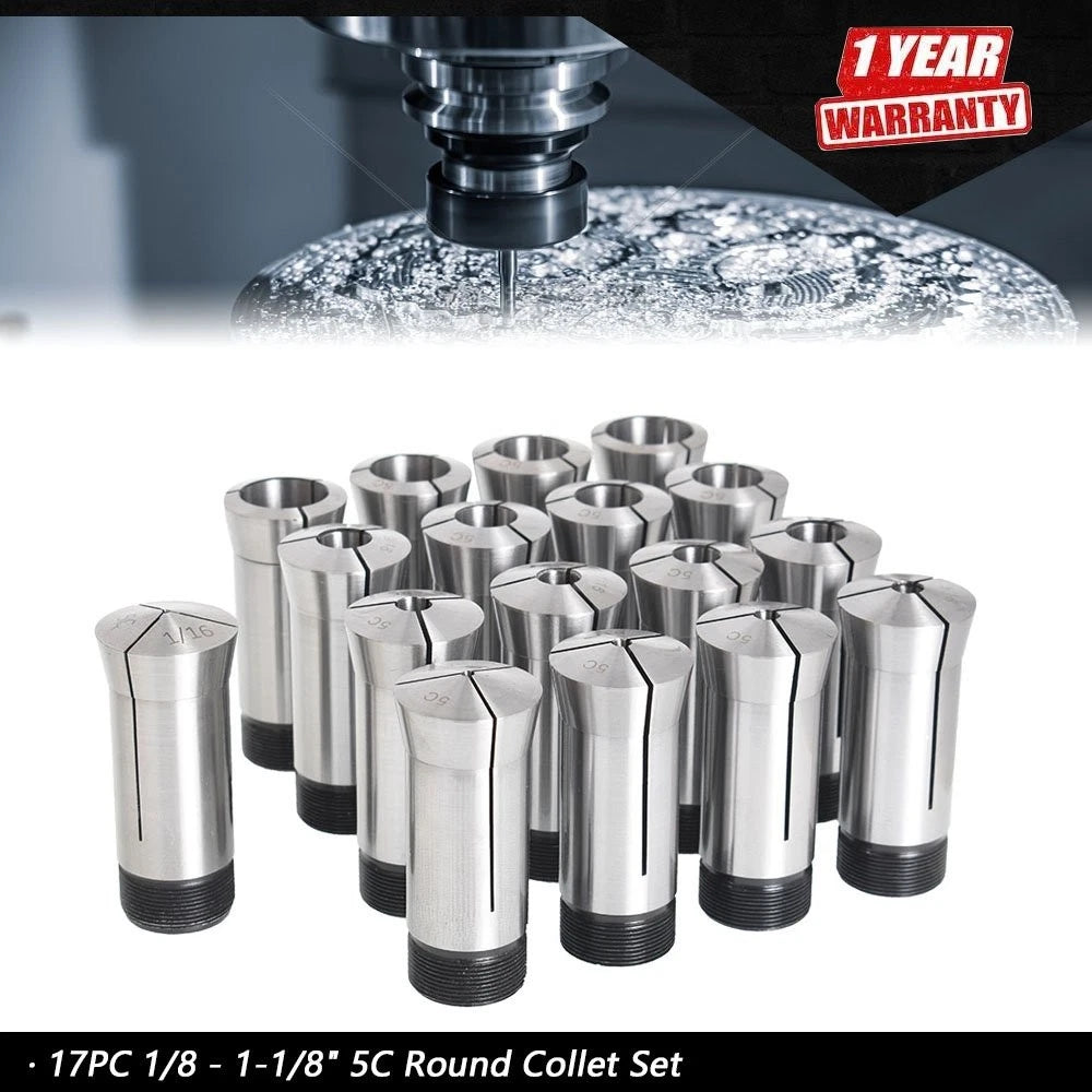 Set of 17 Round Collets 1/16 - 1-1/16" 5C TIR 0006 for