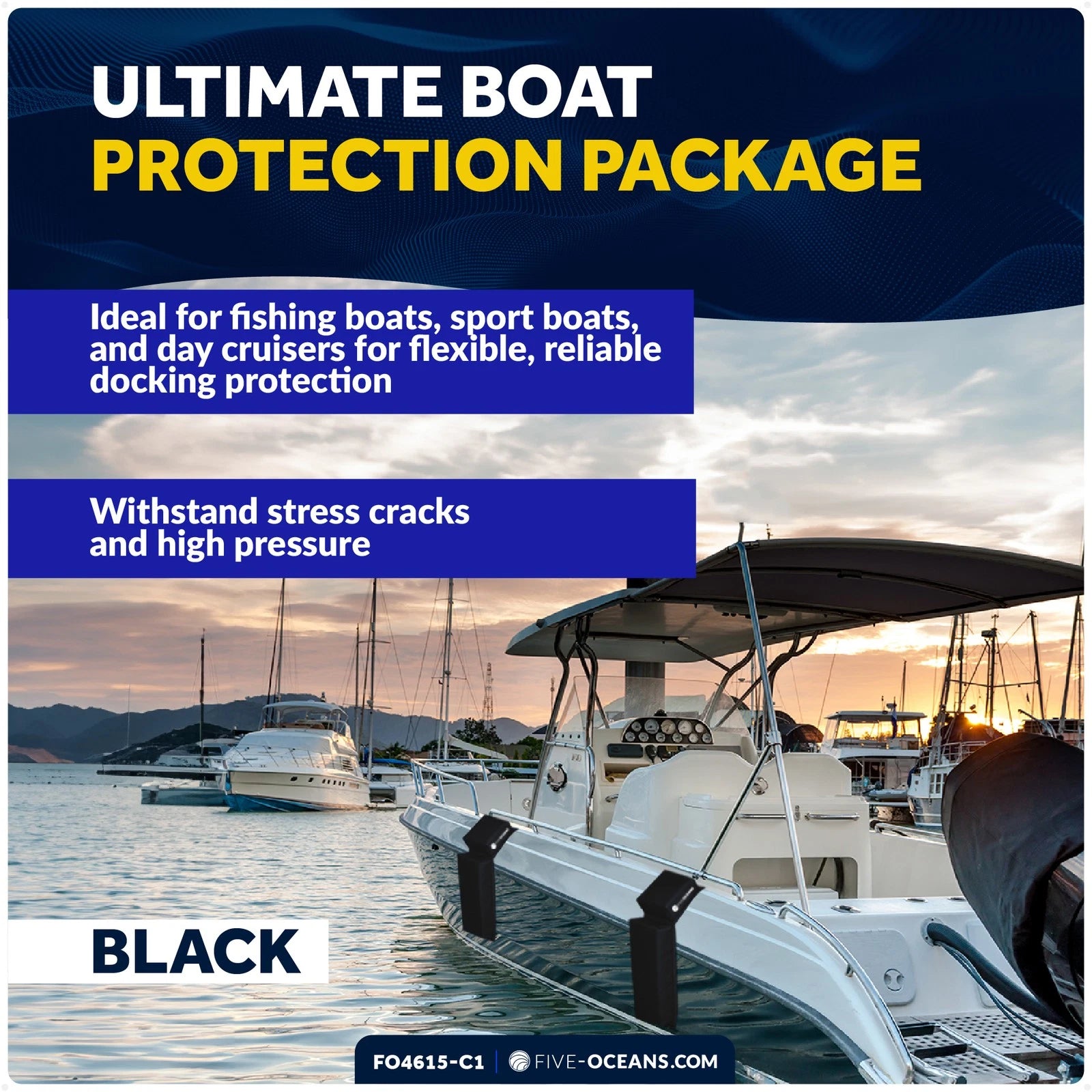 2-Pack Flat Boat Fender Kit for Docking (24" x 6-7/8" x 2-1/2")