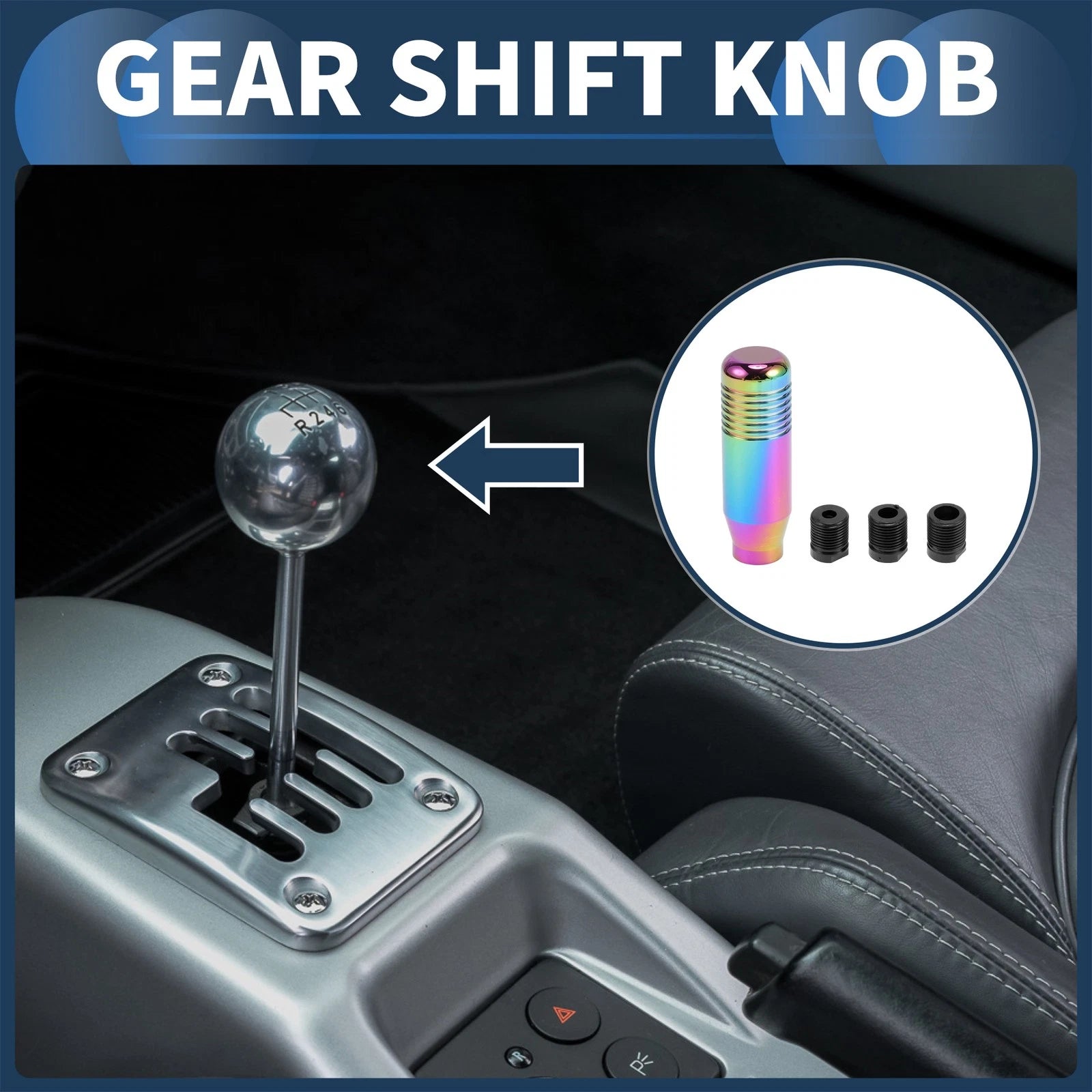 Shift Knob with 3 Adapters for Universal Fit (Automatic/Manual)