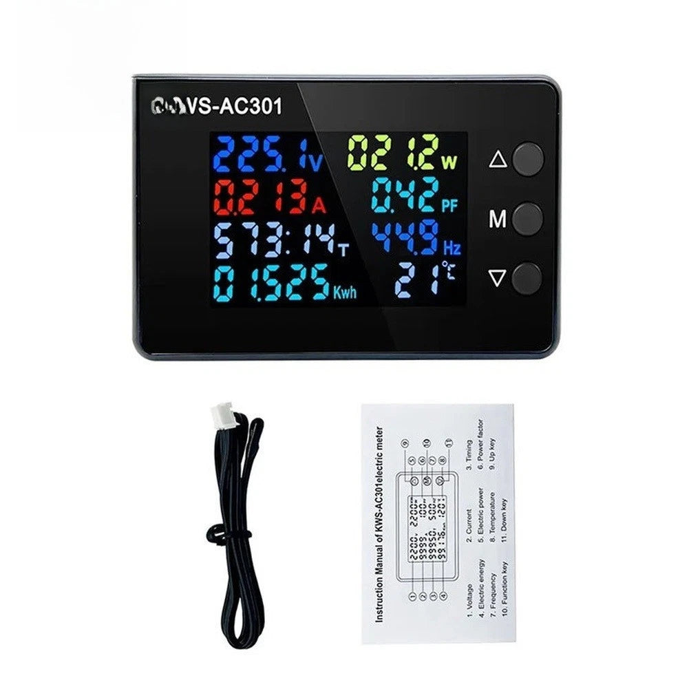AC Voltage and Current Meter for Multifunction Energy Count (50-300V, 100A)