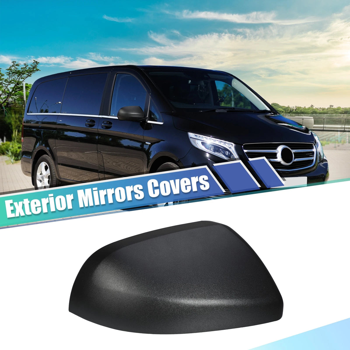 Matte Black Rearview Mirror Cap Right Side for Mercedes Vito W447 (2014–2020)