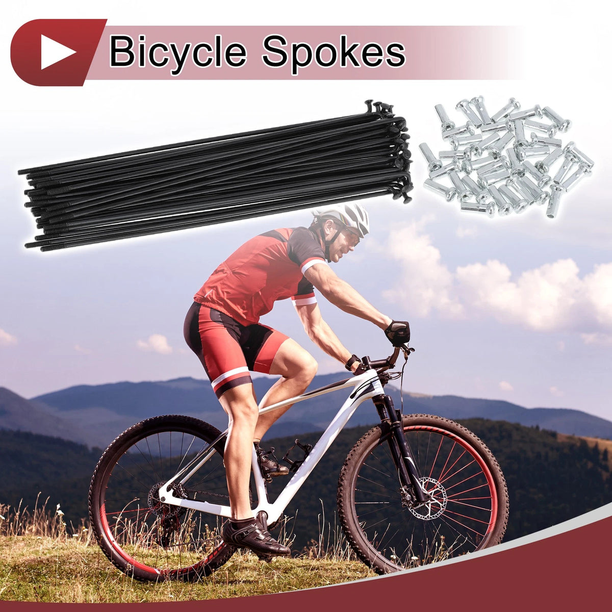 Bicycle Wheel Spokes 154mm Set for 36 14G Carbon Steel Black (Universal)