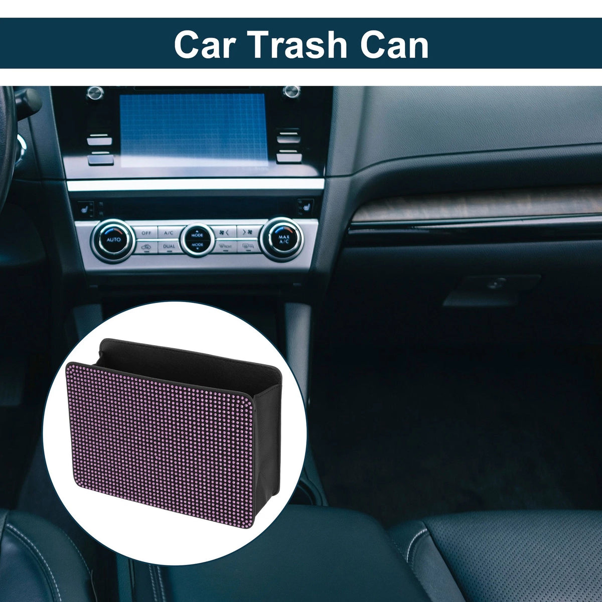 Portable Faux Leather Trash Can for Car (1 Pc)