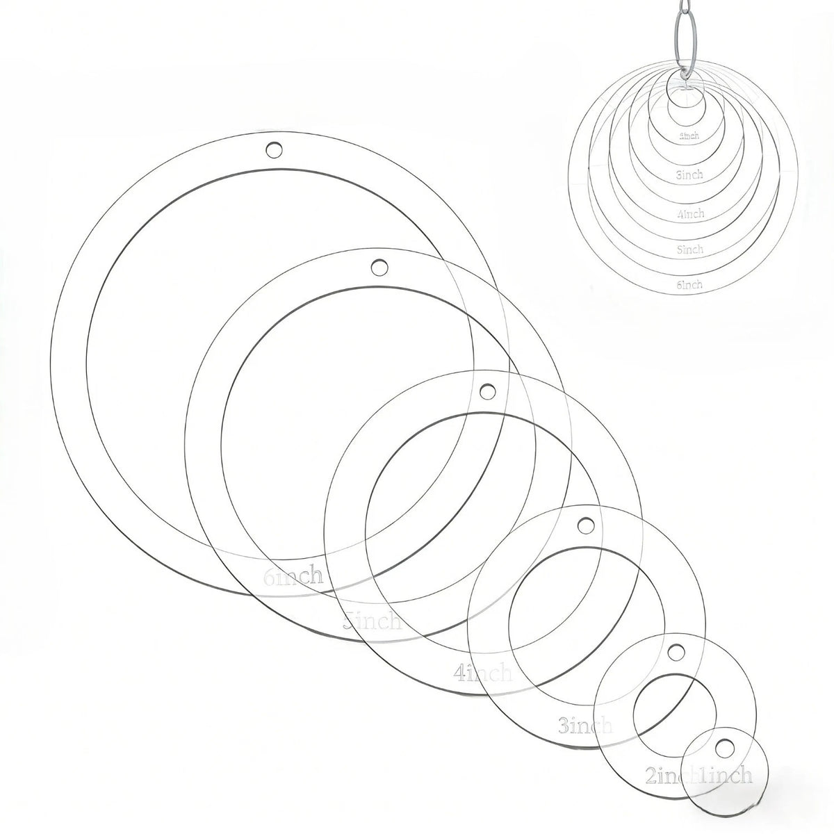 6 Pcs Circle Quilting Acrylic Templates for Sewing and Fabric Crafts