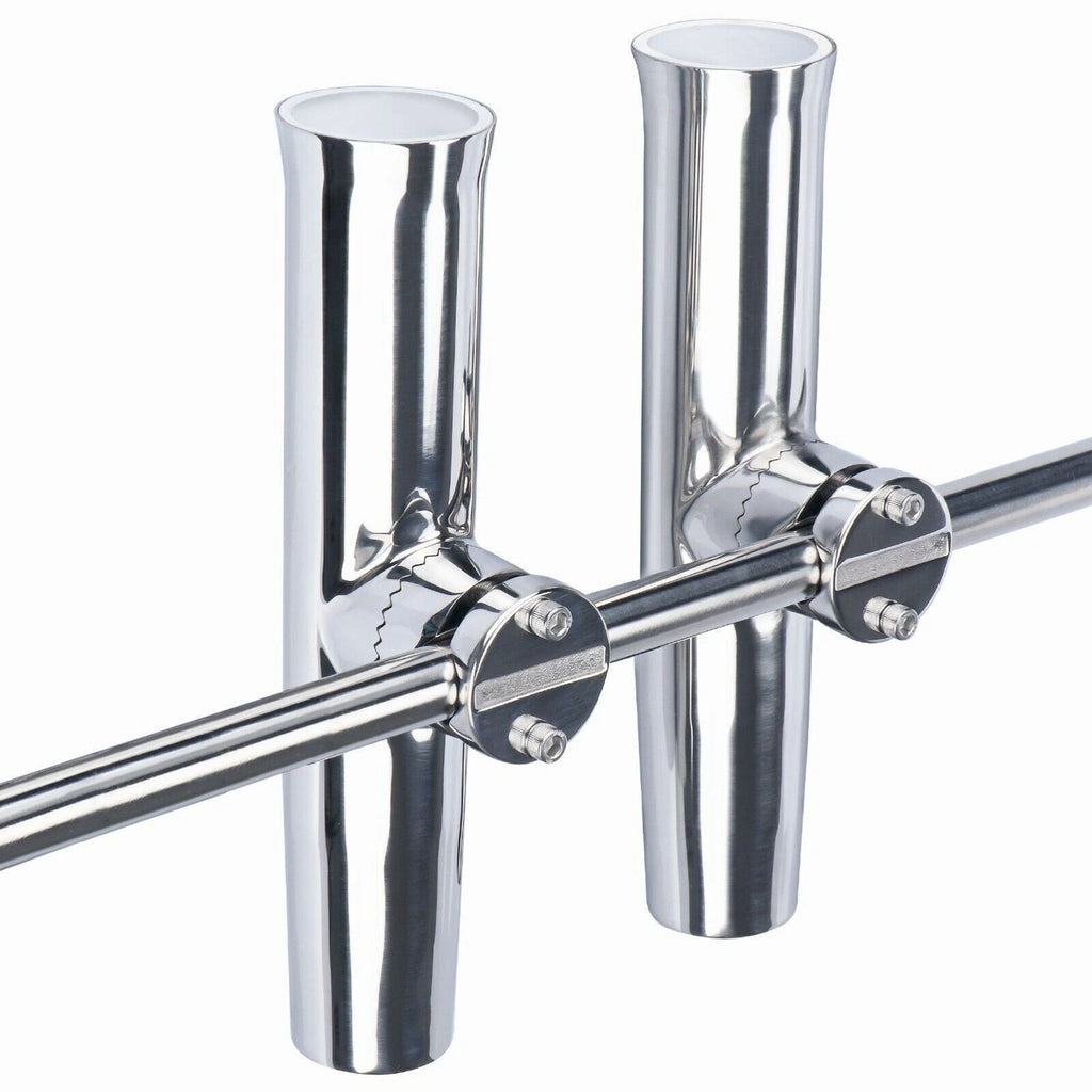 2X Boat Fishing Rod Holder Clamp for Rail Mount (7/8"-1") Marine Stainless Steel