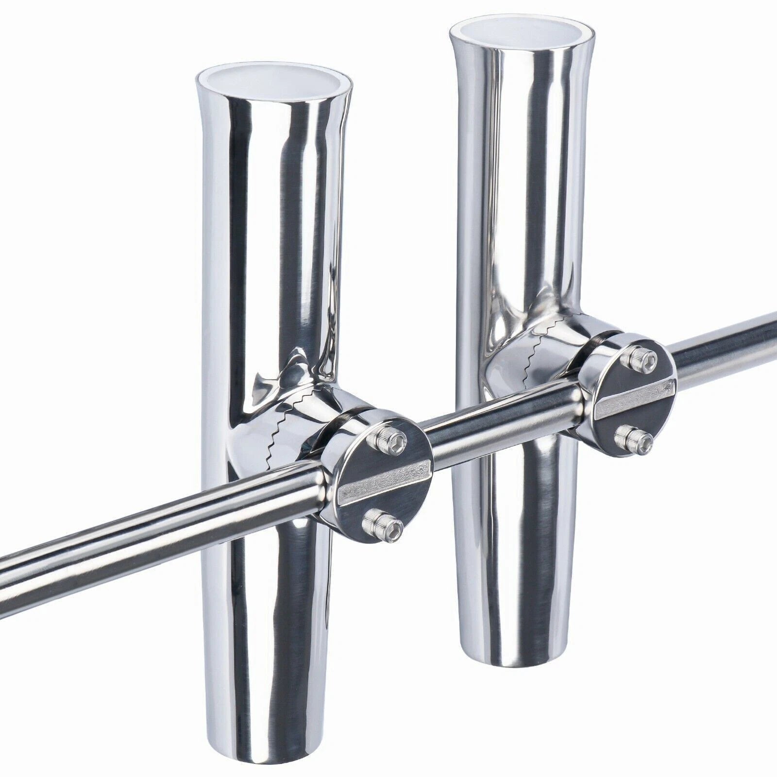 2X Boat Fishing Rod Holder Clamp for Rail Mount (7/8"-1") Marine Stainless Steel