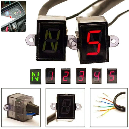 Motorcycle Shift Lever Gauge LED N-5 Speed Digital Gear Display Indicator Light