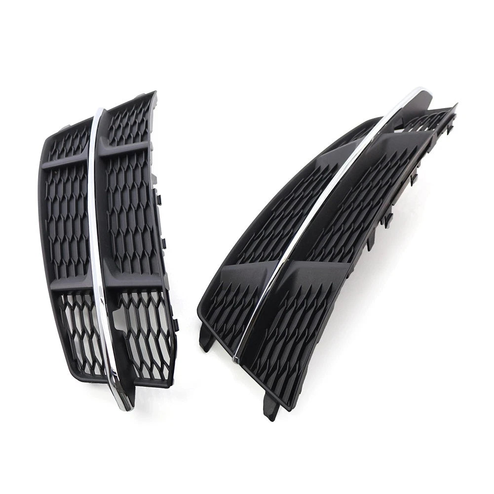 Front Bumper Lower Side Grille for Audi A6 C7 SLine (2014–2018) Black Chrome Pair