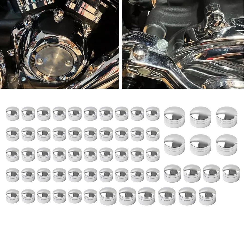 62X CNC Engine Bolt Topper Cap Chrome Kit for Harley Touring Softail (2018–2024)