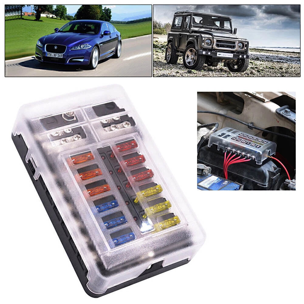 12-Way LED Waterproof Blade Fuse Box Holder ATC ATO 250 Amp