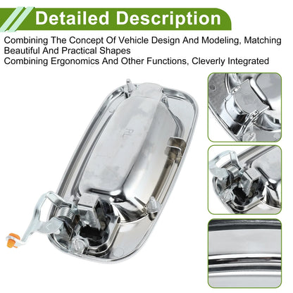 Exterior Door Handle Replacement for Chevrolet for GMC Models Silver Tone Rear Left (2008–2020)