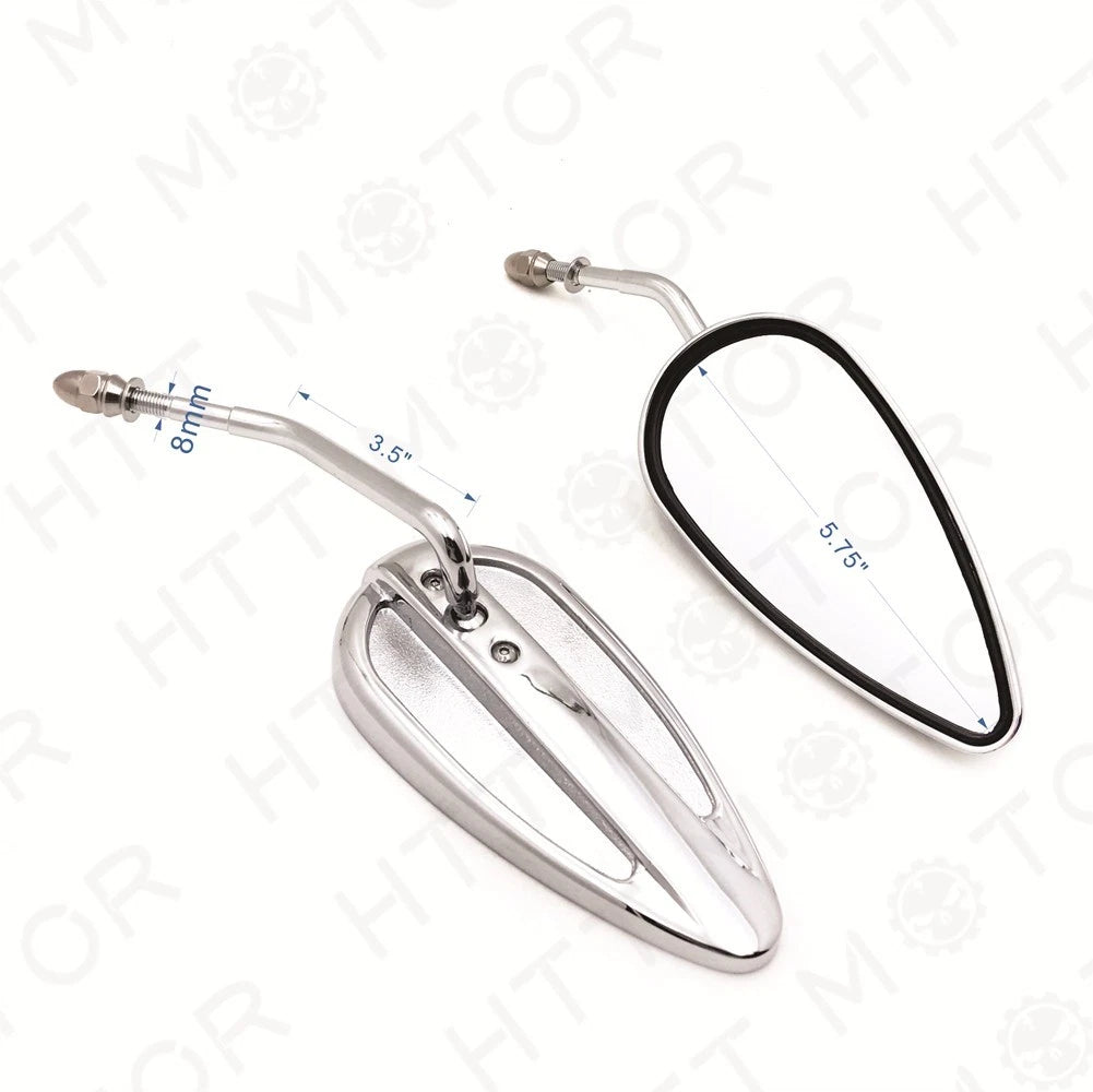 Pair Chrome Teardrop Racing Mirrors for Harley Street Bob Fat Bob (1982–2017)