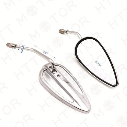 Pair Chrome Teardrop Racing Mirrors for Harley Street Bob Fat Bob (1982–2017)