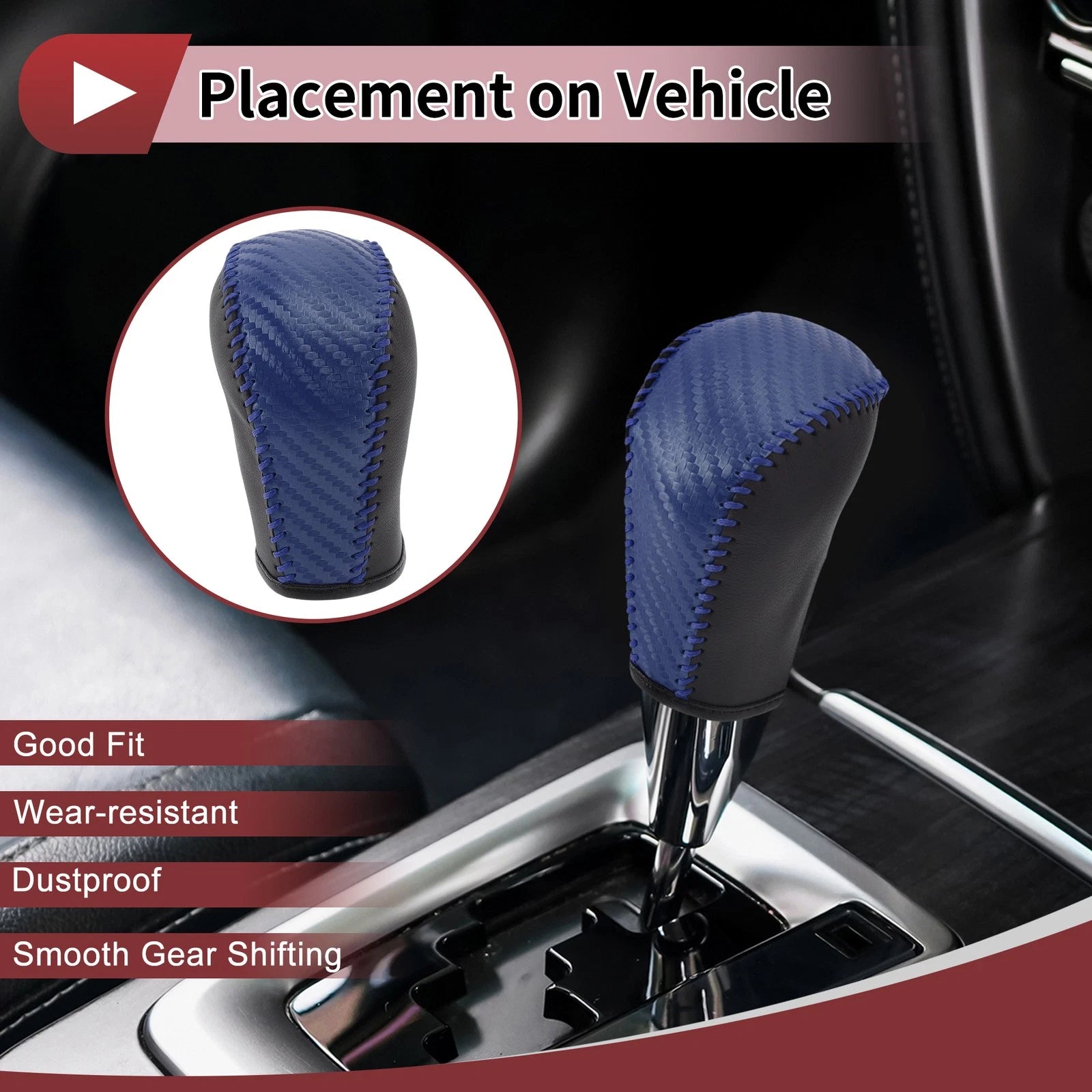 Gear Shift Knob Cover Replacement for Subaru Forester (2006–2012) Blue Faux Leather