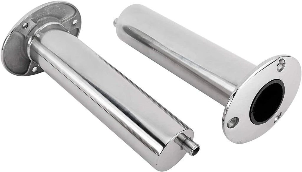 2X Stainless Steel 316 Deluxe Rod Holders with Drain Flush Mount 90 Degree