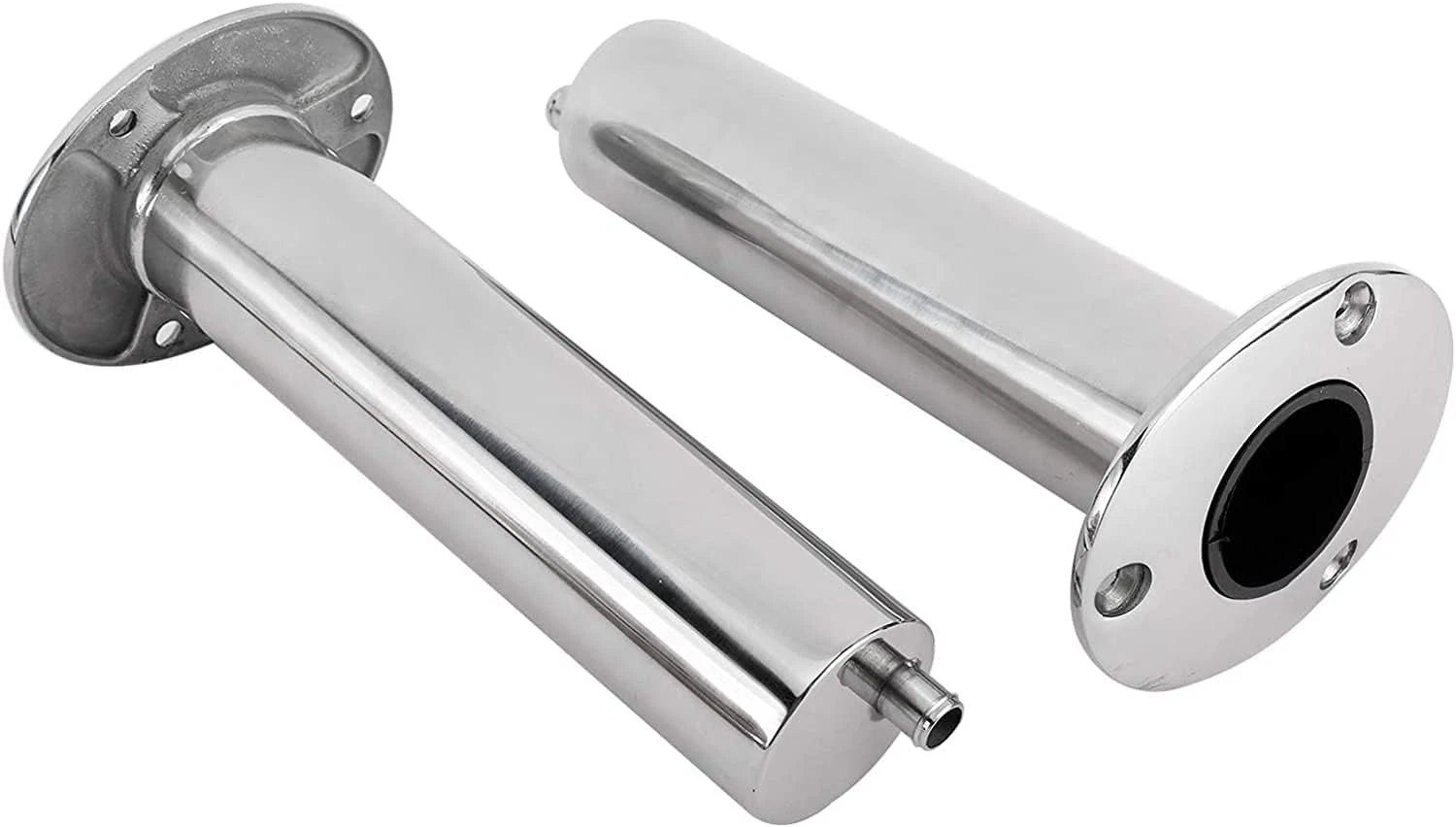 2X Stainless Steel 316 Deluxe Rod Holders with Drain Flush Mount 90 Degree