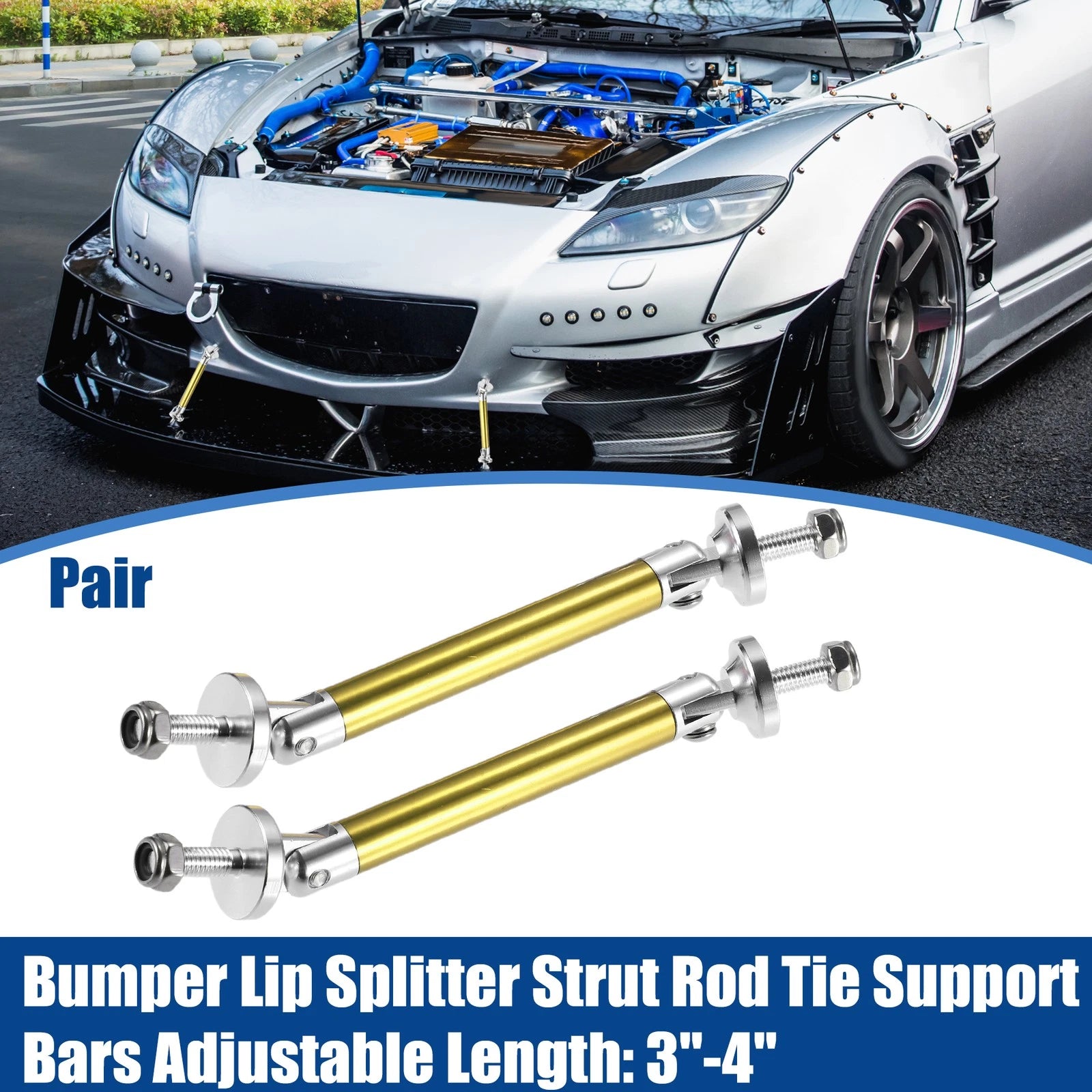 1 Pair Front Bumper Lip Splitter Diffuser Strut Rod for Universal