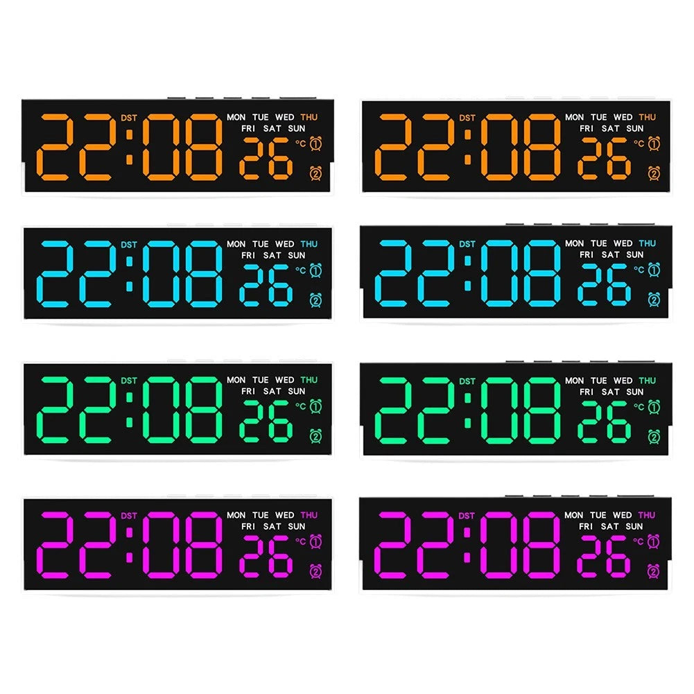 Multi Display LED Wall Clock for Large Screen Time Date Temperature