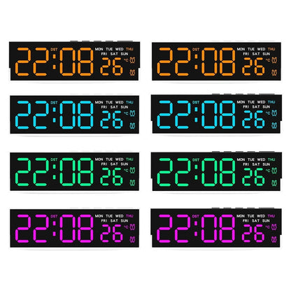 Multi Display LED Wall Clock for Large Screen Time Date Temperature