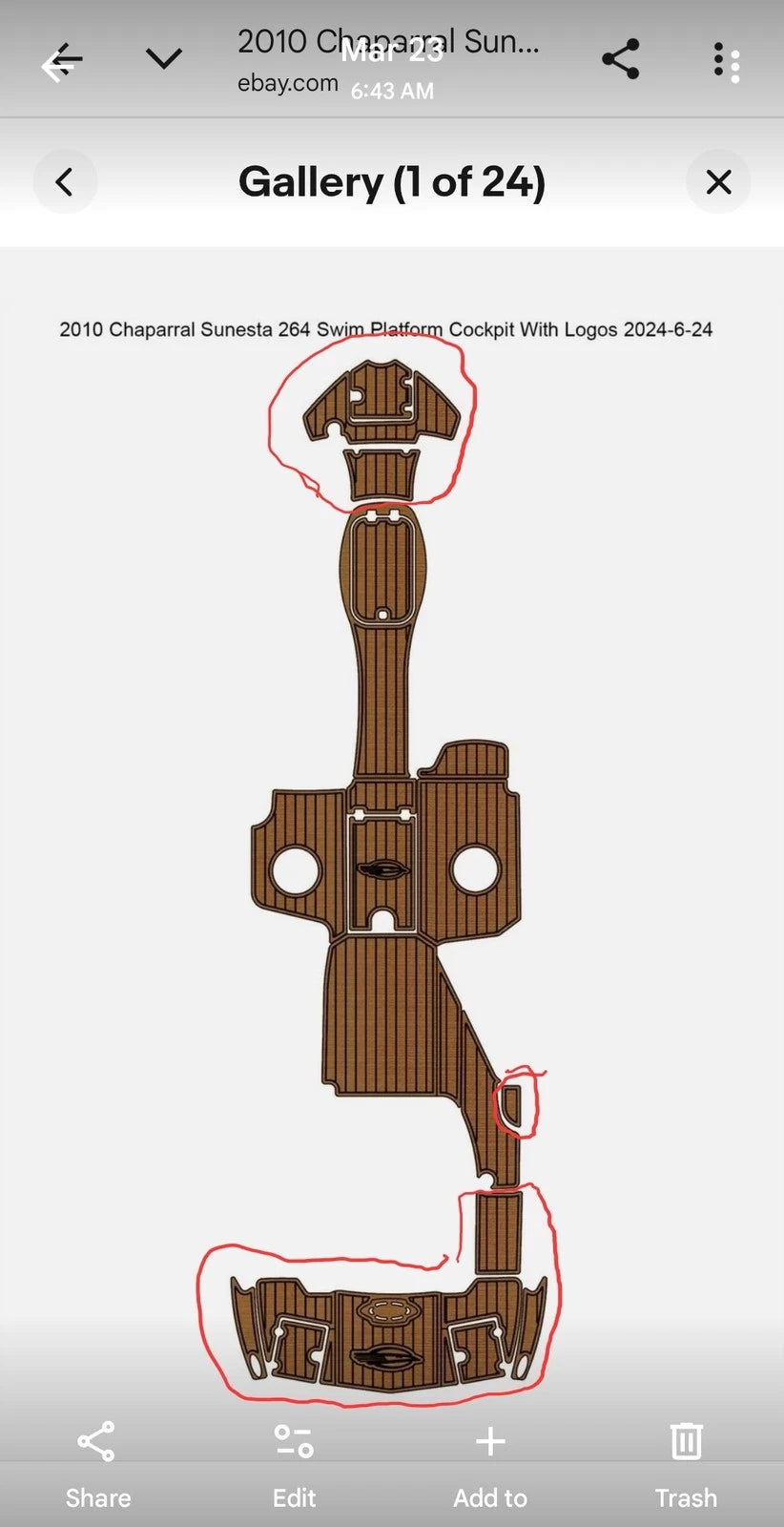 Marked Pieces for Chaparral Sunesta 264 (2010) - Color #4