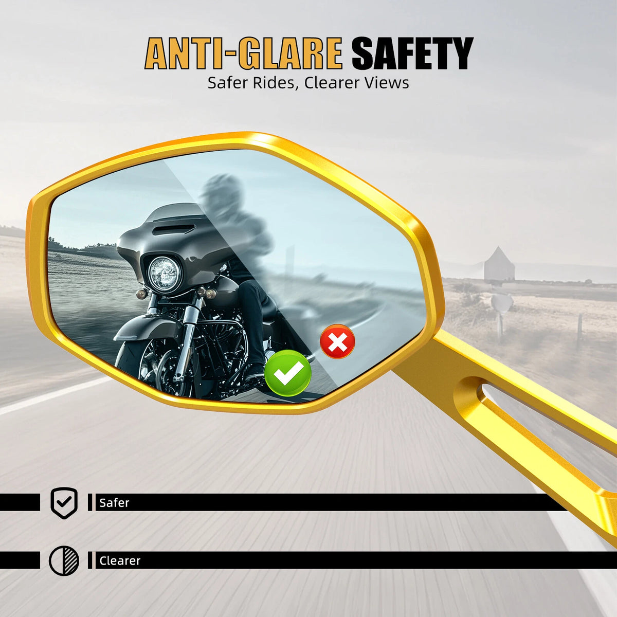 2X M8 Convex Mirrors for Harley Street Glide FLHX (2006–2025)
