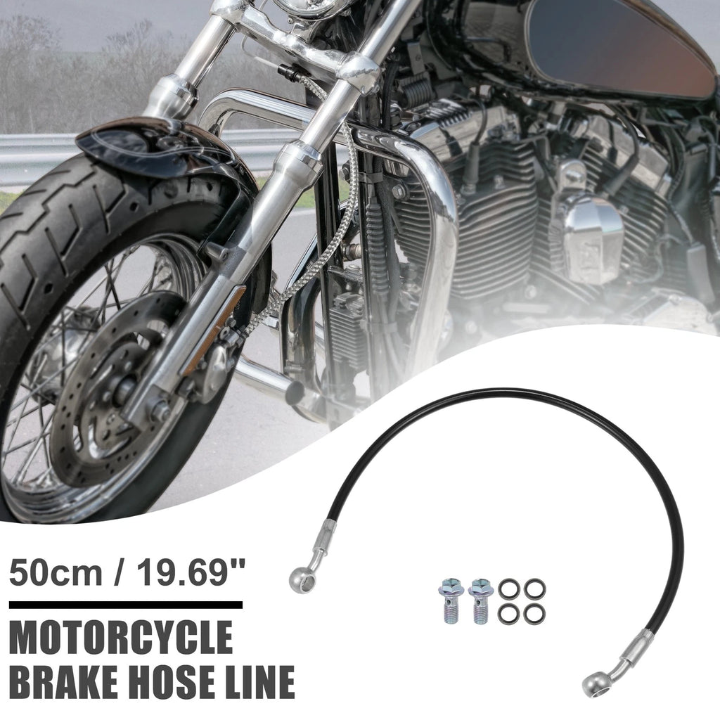 Hydraulic Brake Hose Line Replacement for Motorcycle Bike 50cm Black (1 Set)