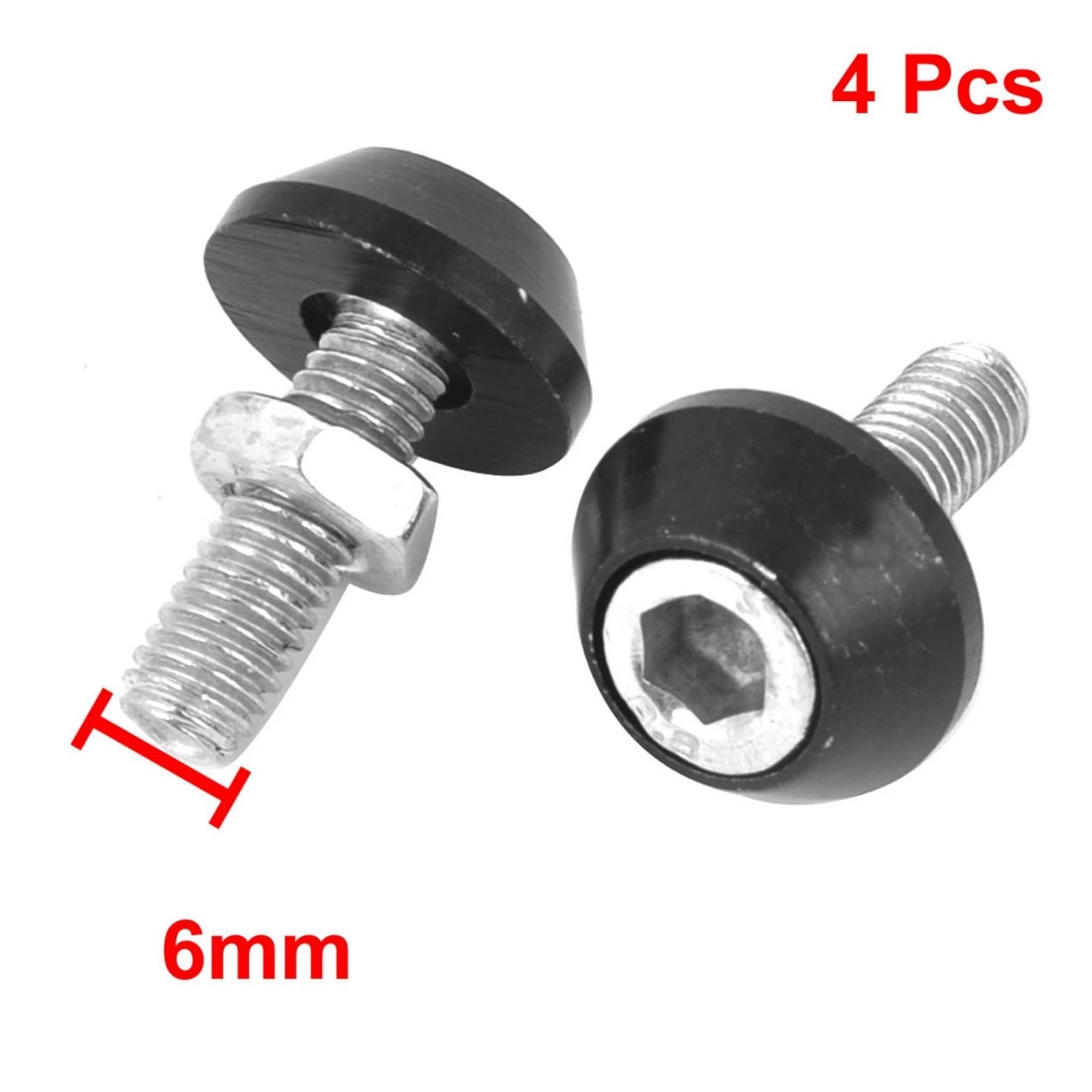 4 Pcs Plate Bolt Screws Fixing Kit Black Hex Head for Motorcycle Car (—)