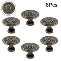 Set of 6 Antique Bronze Flower Door Handles for Dresser Drawer